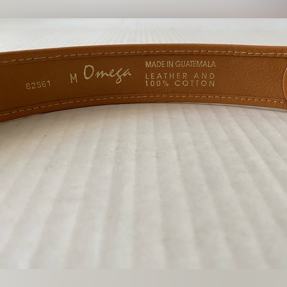 Vintage Omega Guatemalan Mayan Cotton Leather Belt Womens Size M Colorful Tribal main image 2